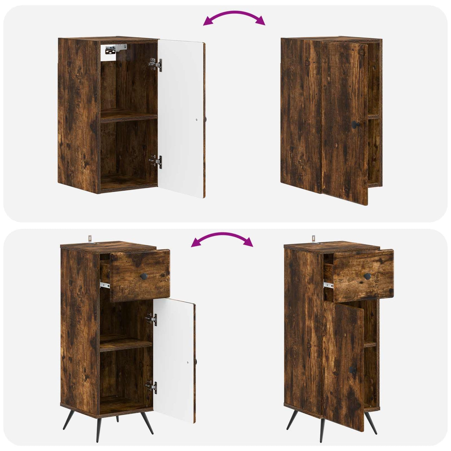 vidaXL 3 Piece Bathroom Cabinet Set BREDA Smoked Oak Engineered Wood