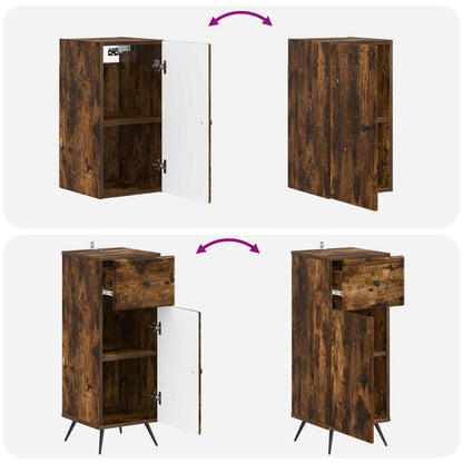 vidaXL 3 Piece Bathroom Cabinet Set BREDA Smoked Oak Engineered Wood