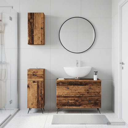 vidaXL 3 Piece Bathroom Cabinet Set BREDA Old Wood Engineered Wood