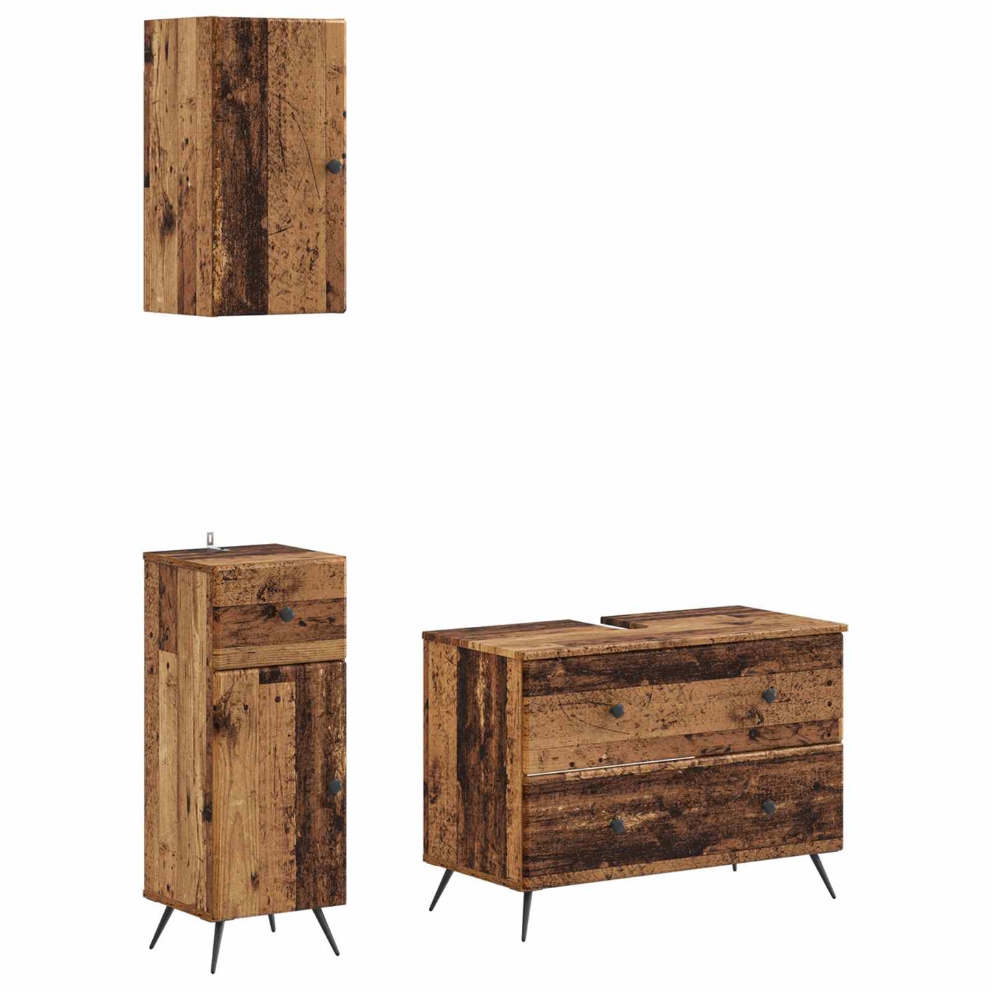 vidaXL 3 Piece Bathroom Cabinet Set BREDA Old Wood Engineered Wood
