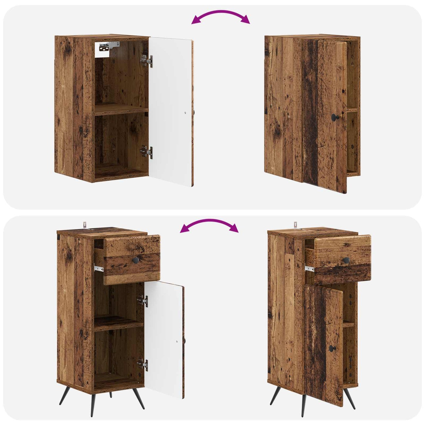 vidaXL 3 Piece Bathroom Cabinet Set BREDA Old Wood Engineered Wood