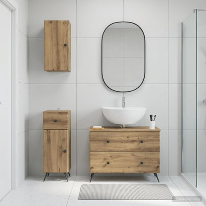 vidaXL 3 Piece Bathroom Cabinet Set BREDA Artisan Oak Engineered Wood
