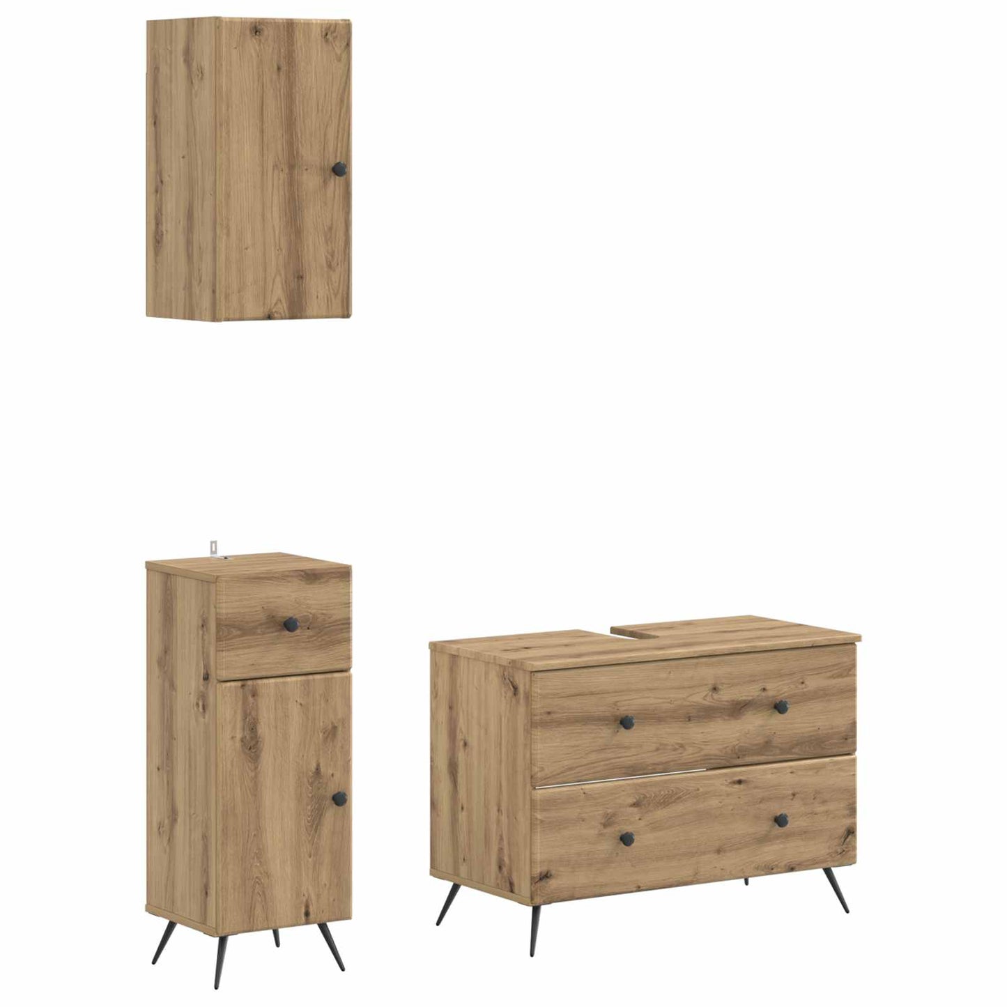 vidaXL 3 Piece Bathroom Cabinet Set BREDA Artisan Oak Engineered Wood