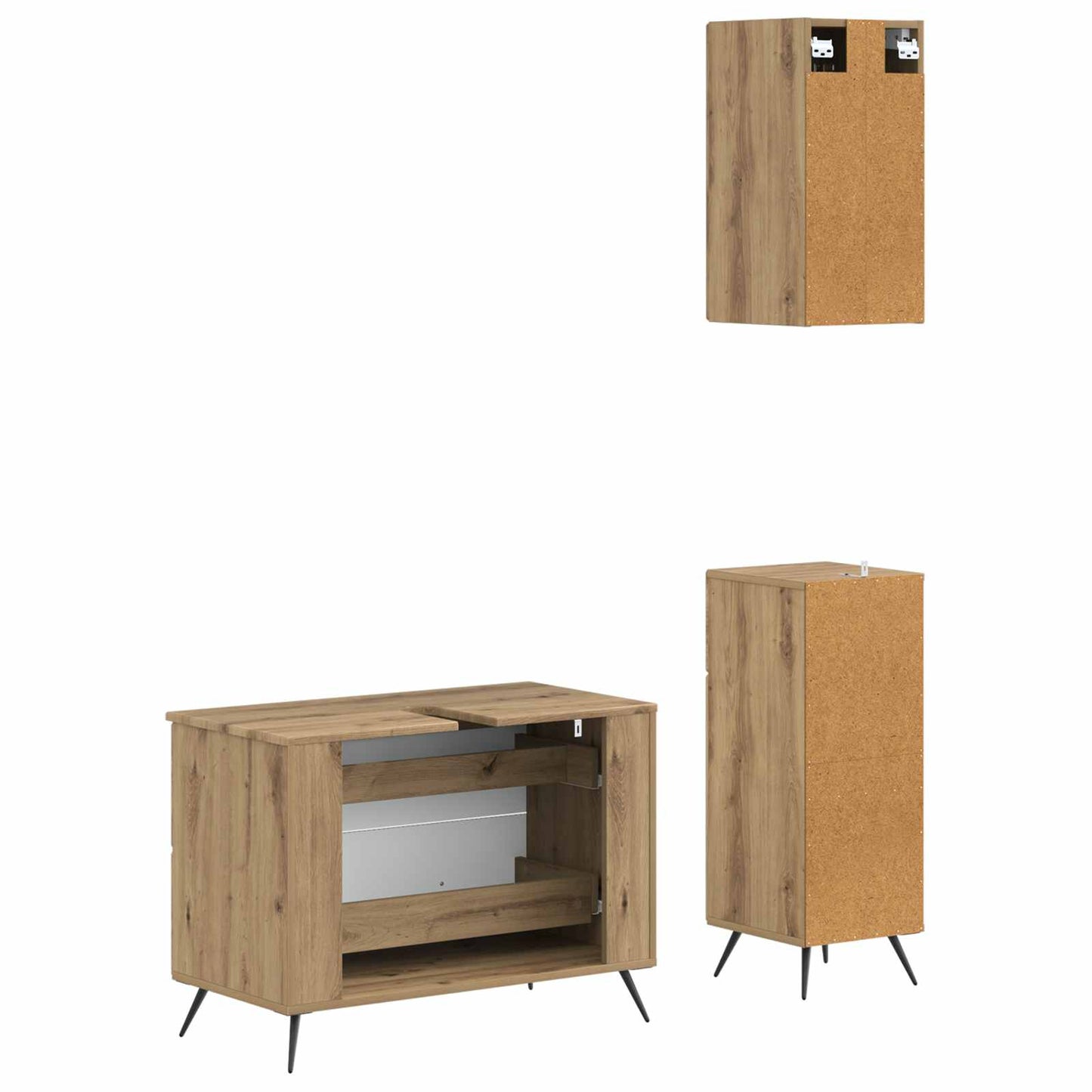 vidaXL 3 Piece Bathroom Cabinet Set BREDA Artisan Oak Engineered Wood