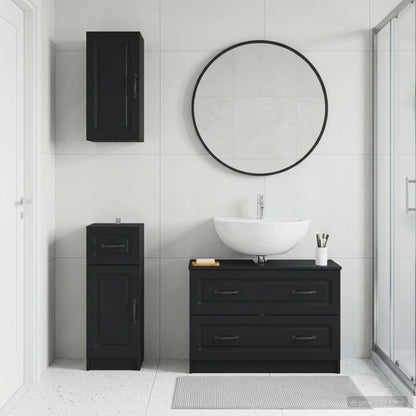 vidaXL 3 Piece Bathroom Cabinet Set UTRECHT Black Engineered Wood