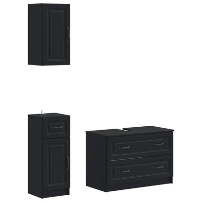 vidaXL 3 Piece Bathroom Cabinet Set UTRECHT Black Engineered Wood