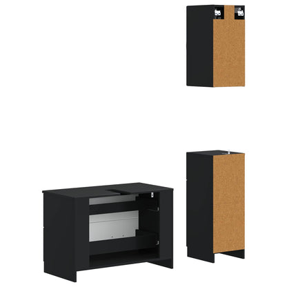 vidaXL 3 Piece Bathroom Cabinet Set UTRECHT Black Engineered Wood