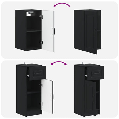 vidaXL 3 Piece Bathroom Cabinet Set UTRECHT Black Engineered Wood