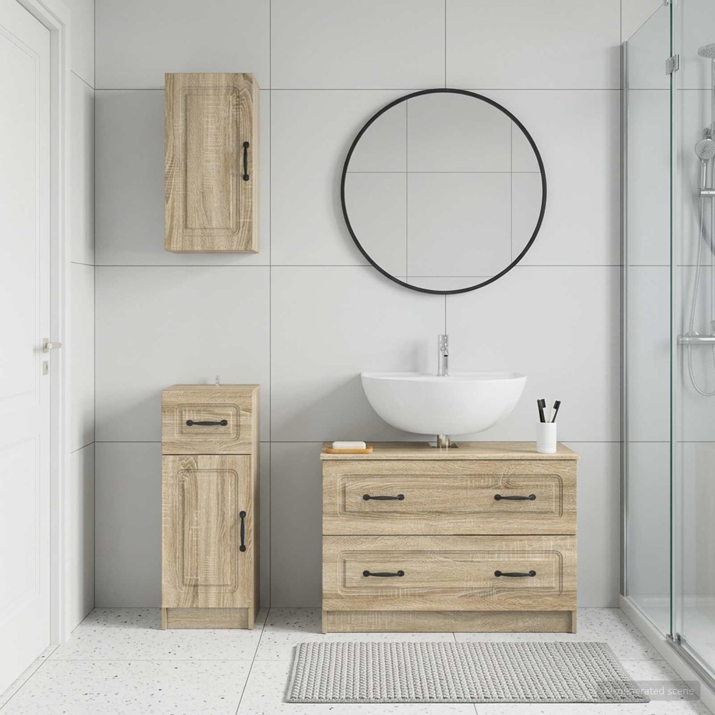 vidaXL 3 Piece Bathroom Cabinet Set UTRECHT Sonoma Oak Engineered Wood