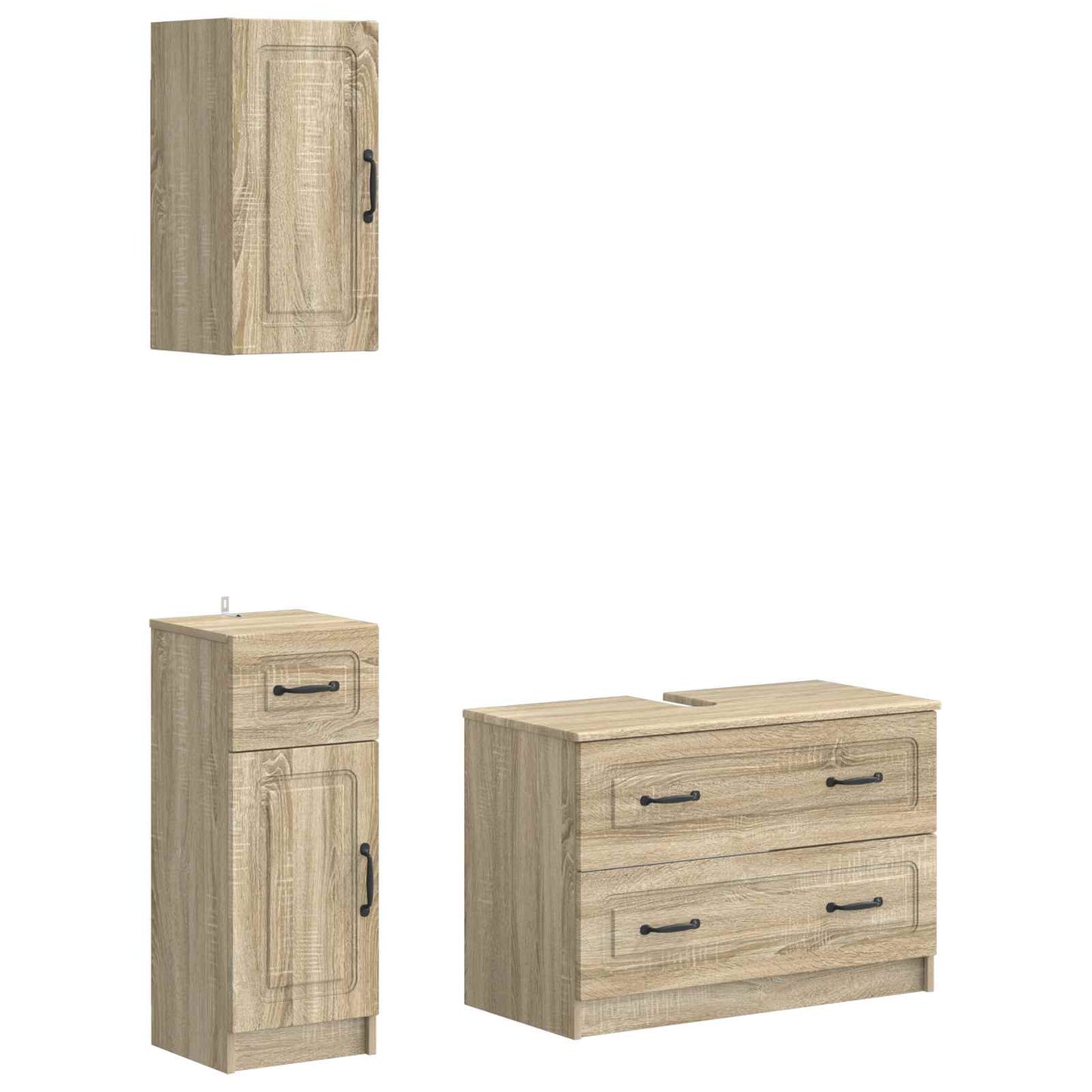 vidaXL 3 Piece Bathroom Cabinet Set UTRECHT Sonoma Oak Engineered Wood