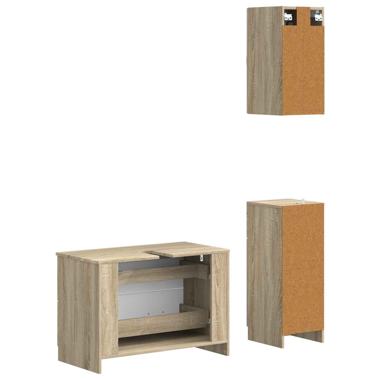 vidaXL 3 Piece Bathroom Cabinet Set UTRECHT Sonoma Oak Engineered Wood