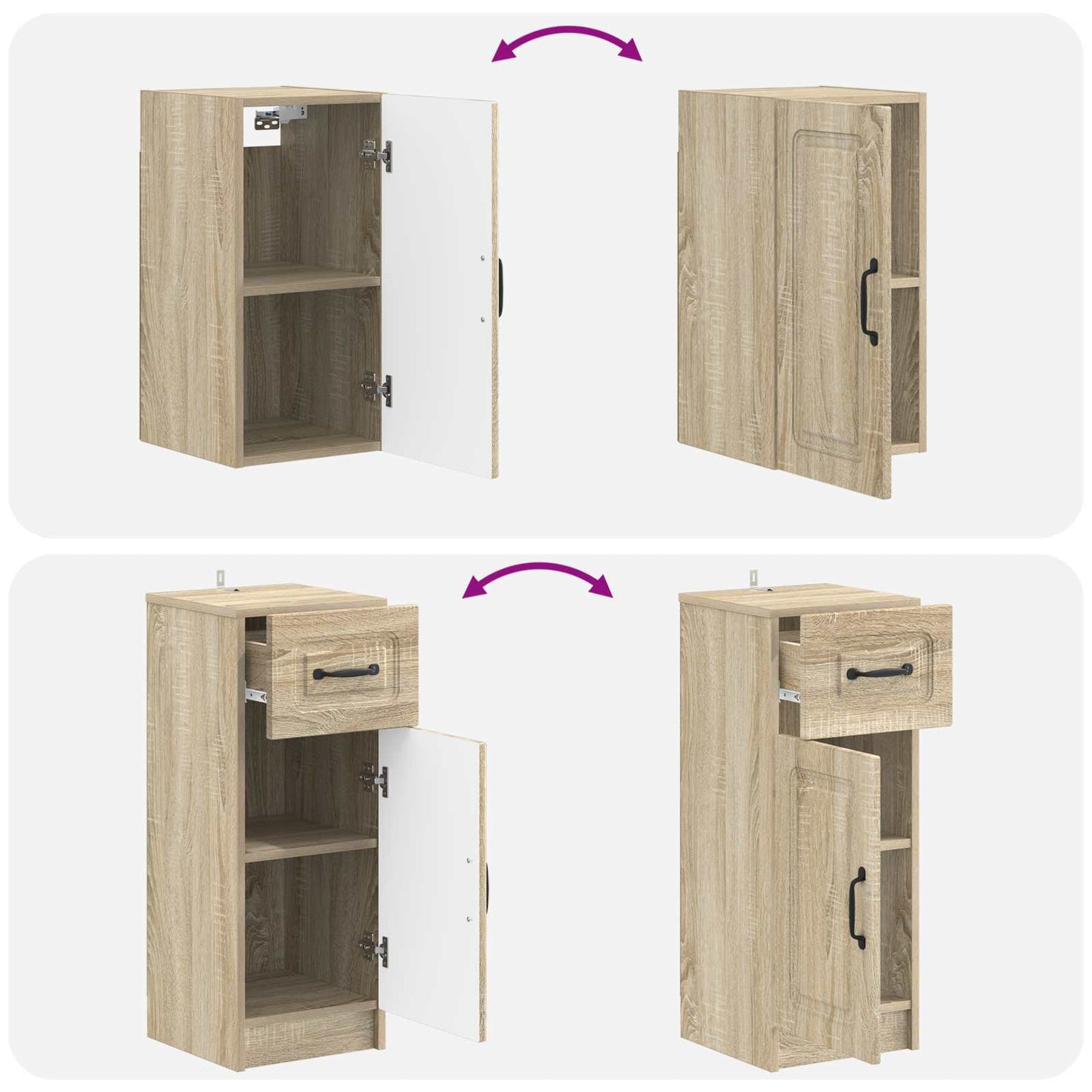 vidaXL 3 Piece Bathroom Cabinet Set UTRECHT Sonoma Oak Engineered Wood