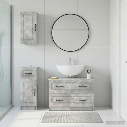 vidaXL 3 Piece Bathroom Cabinet Set UTRECHT Concrete Grey