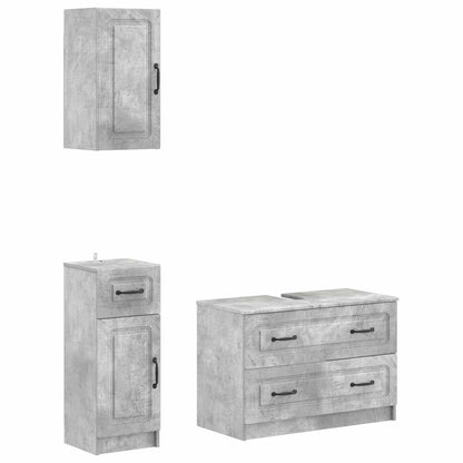 vidaXL 3 Piece Bathroom Cabinet Set UTRECHT Concrete Grey