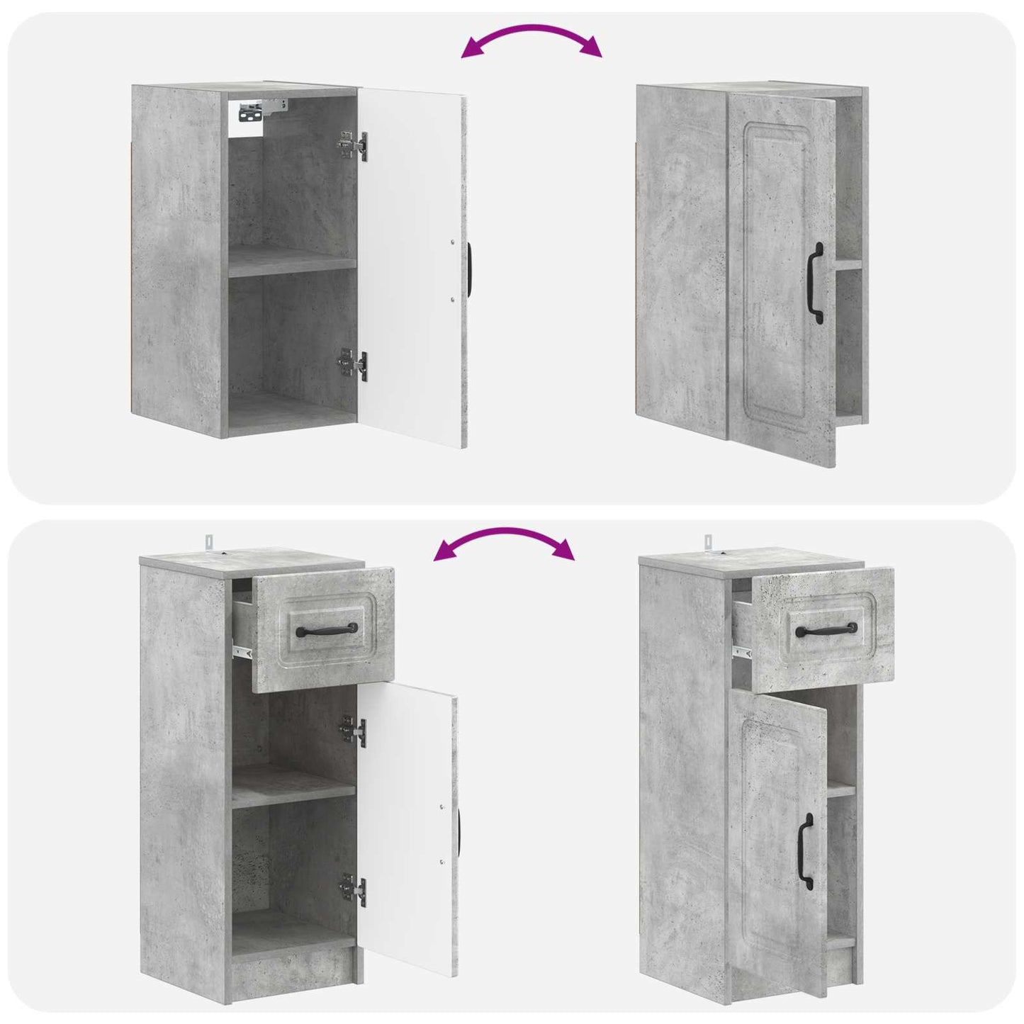 vidaXL 3 Piece Bathroom Cabinet Set UTRECHT Concrete Grey