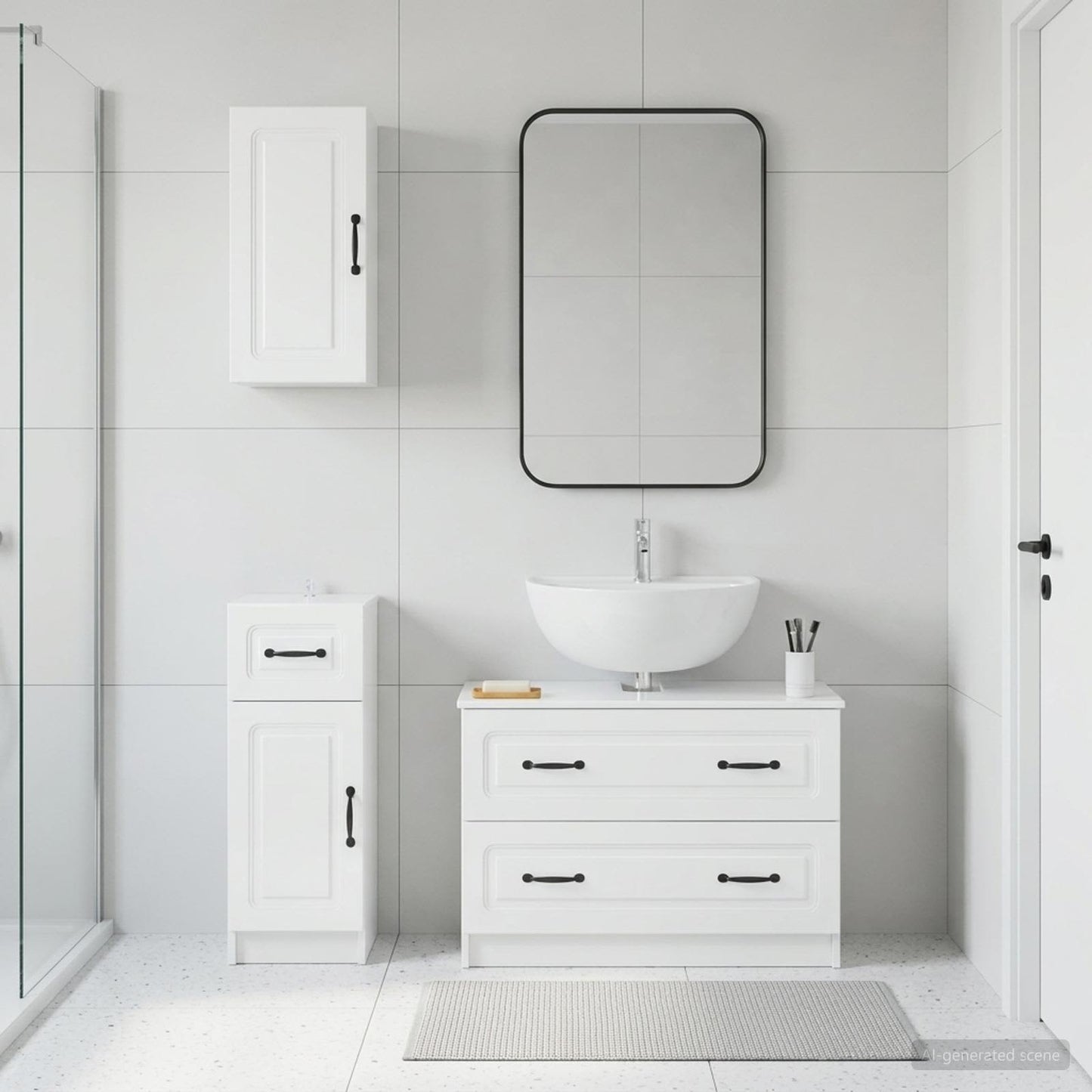 vidaXL 3 Piece Bathroom Cabinet Set UTRECHT High Gloss White