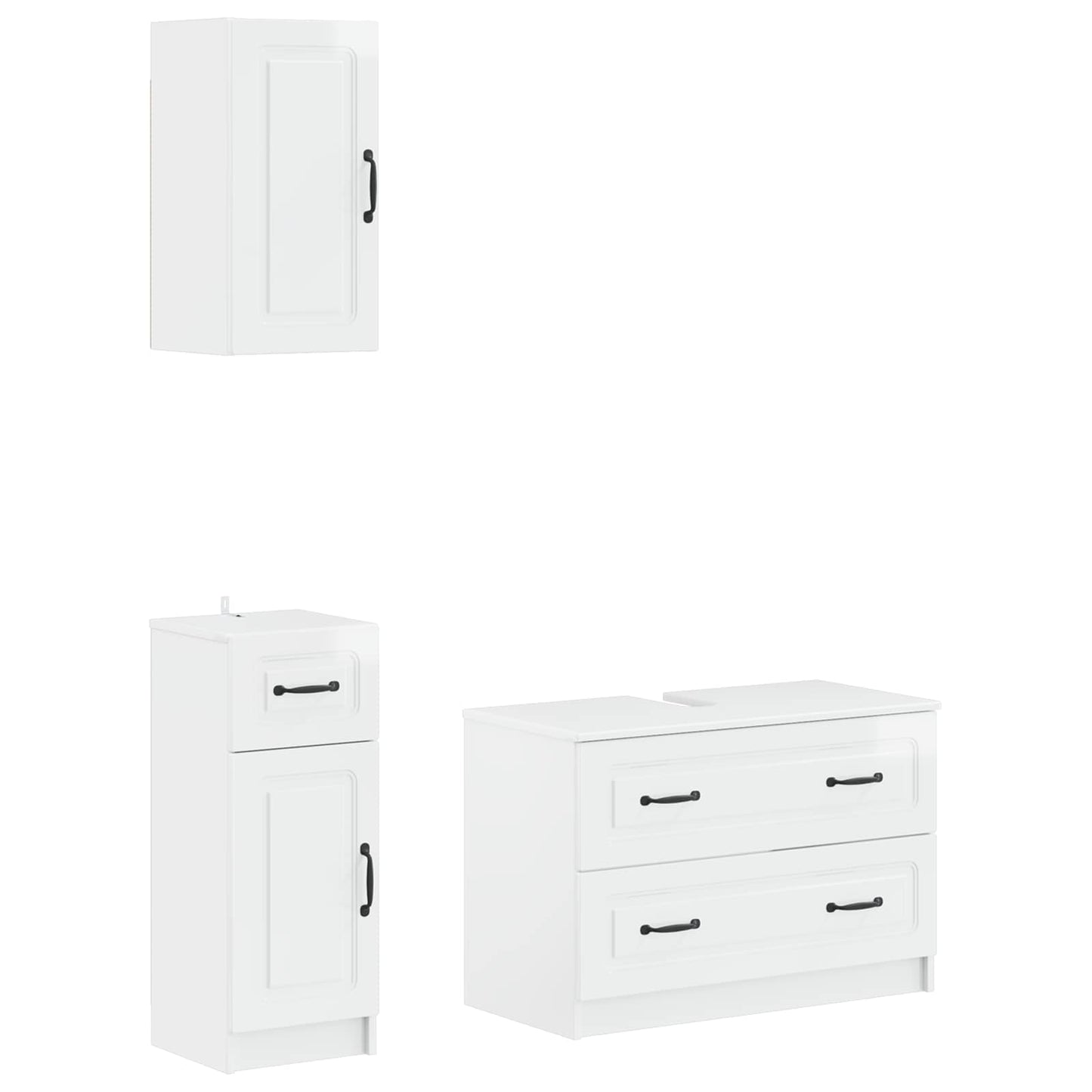 vidaXL 3 Piece Bathroom Cabinet Set UTRECHT High Gloss White
