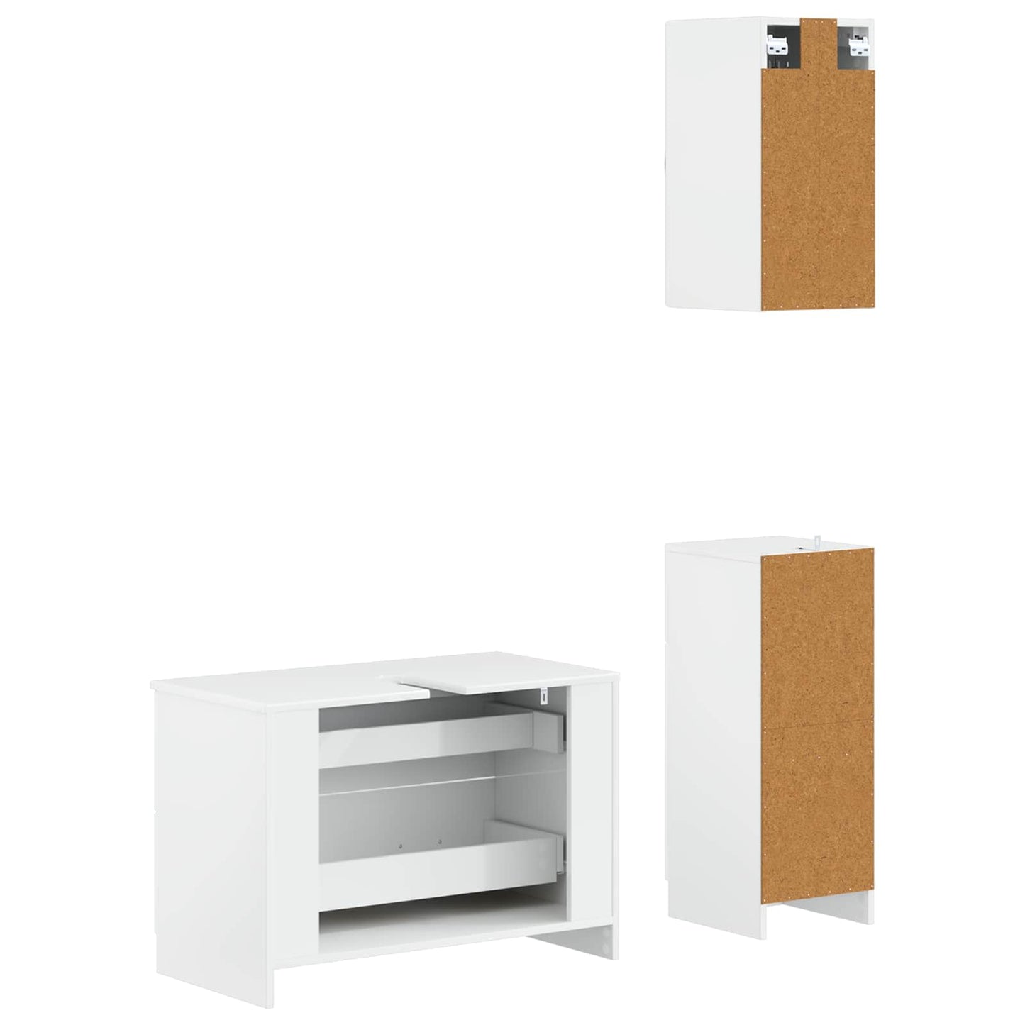 vidaXL 3 Piece Bathroom Cabinet Set UTRECHT High Gloss White