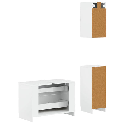 vidaXL 3 Piece Bathroom Cabinet Set UTRECHT High Gloss White