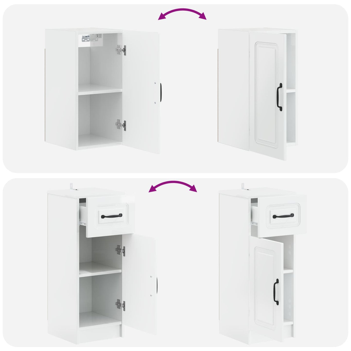 vidaXL 3 Piece Bathroom Cabinet Set UTRECHT High Gloss White