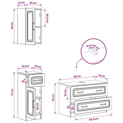 vidaXL 3 Piece Bathroom Cabinet Set UTRECHT High Gloss White