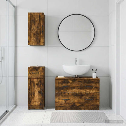 vidaXL 3 Piece Bathroom Cabinet Set UTRECHT Smoked Oak Engineered Wood
