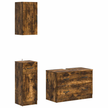 vidaXL 3 Piece Bathroom Cabinet Set UTRECHT Smoked Oak Engineered Wood