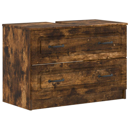 vidaXL 3 Piece Bathroom Cabinet Set UTRECHT Smoked Oak Engineered Wood