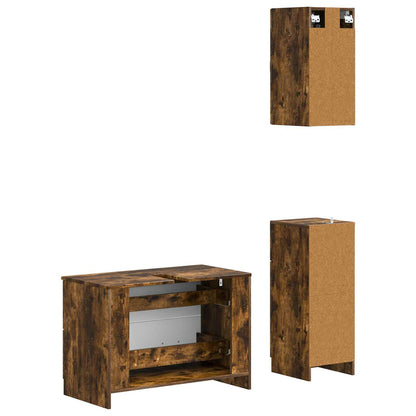 vidaXL 3 Piece Bathroom Cabinet Set UTRECHT Smoked Oak Engineered Wood