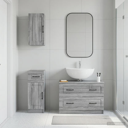 vidaXL 3 Piece Bathroom Cabinet Set UTRECHT Grey Sonoma