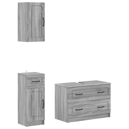 vidaXL 3 Piece Bathroom Cabinet Set UTRECHT Grey Sonoma