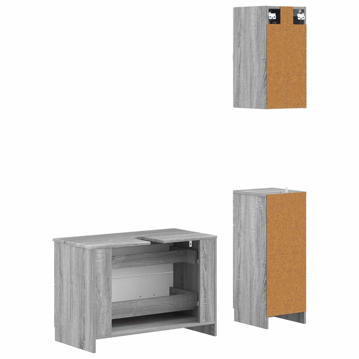 vidaXL 3 Piece Bathroom Cabinet Set UTRECHT Grey Sonoma