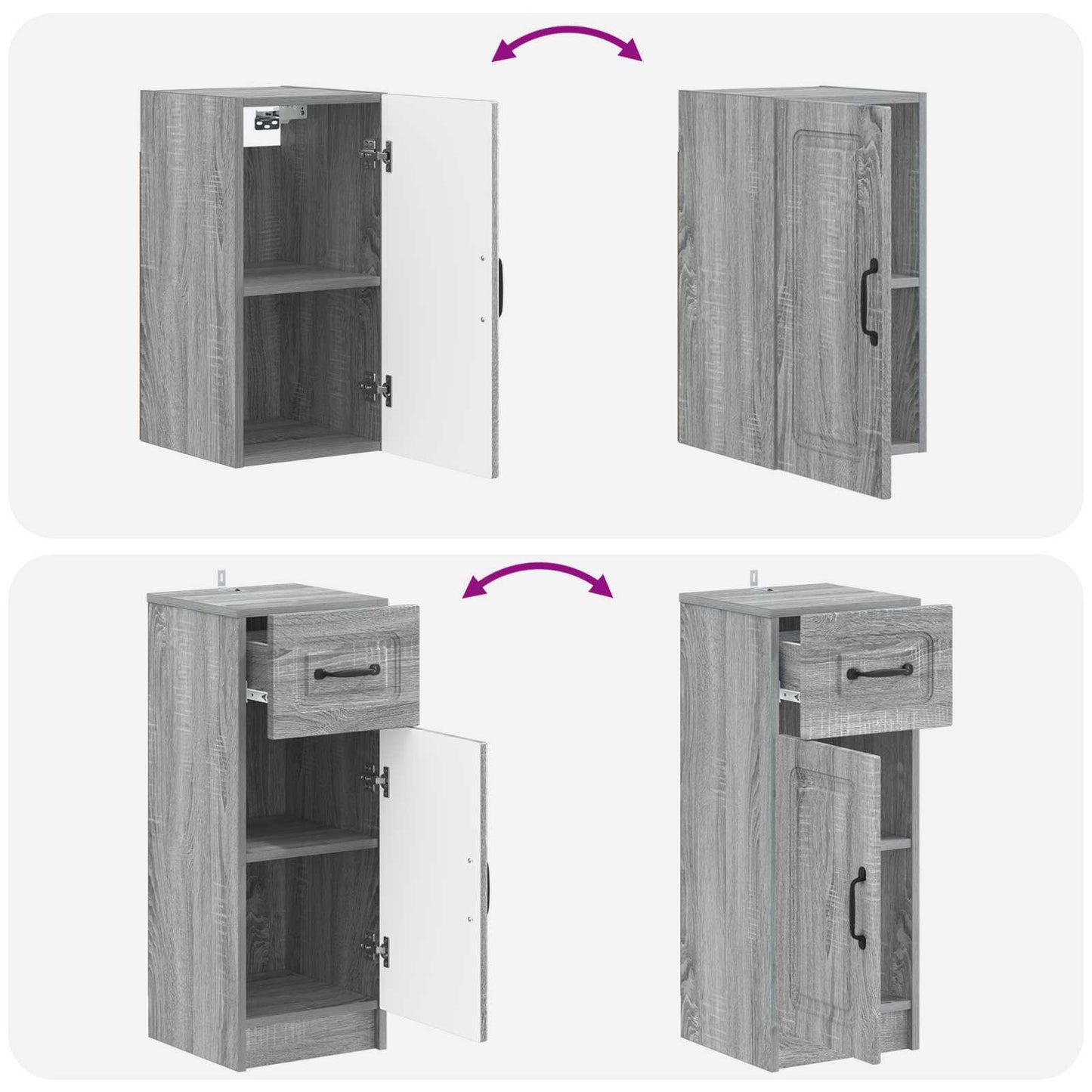 vidaXL 3 Piece Bathroom Cabinet Set UTRECHT Grey Sonoma