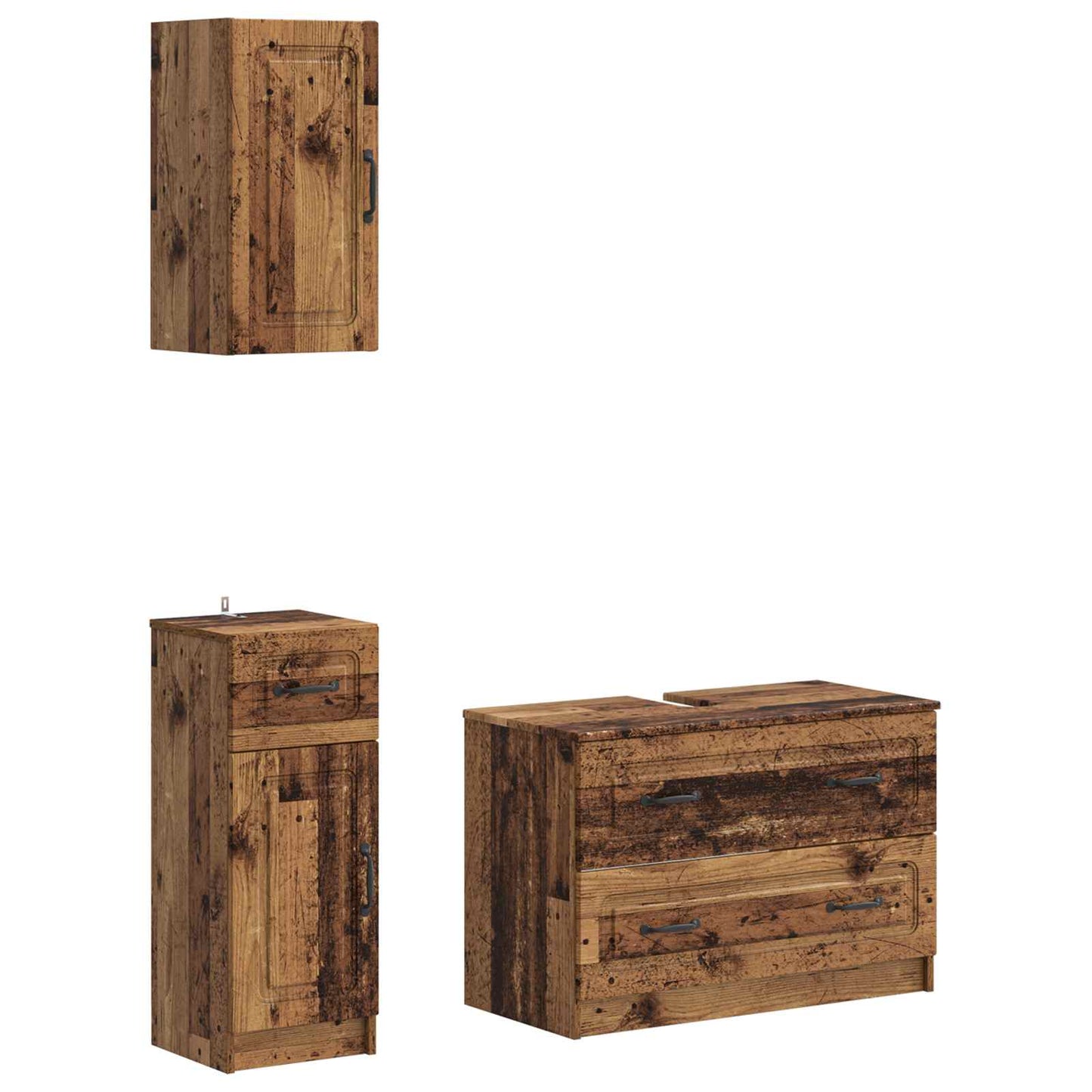 vidaXL 3 Piece Bathroom Cabinet Set UTRECHT Old Wood Engineered Wood