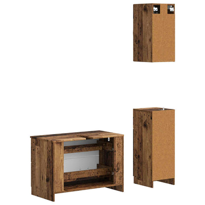 vidaXL 3 Piece Bathroom Cabinet Set UTRECHT Old Wood Engineered Wood