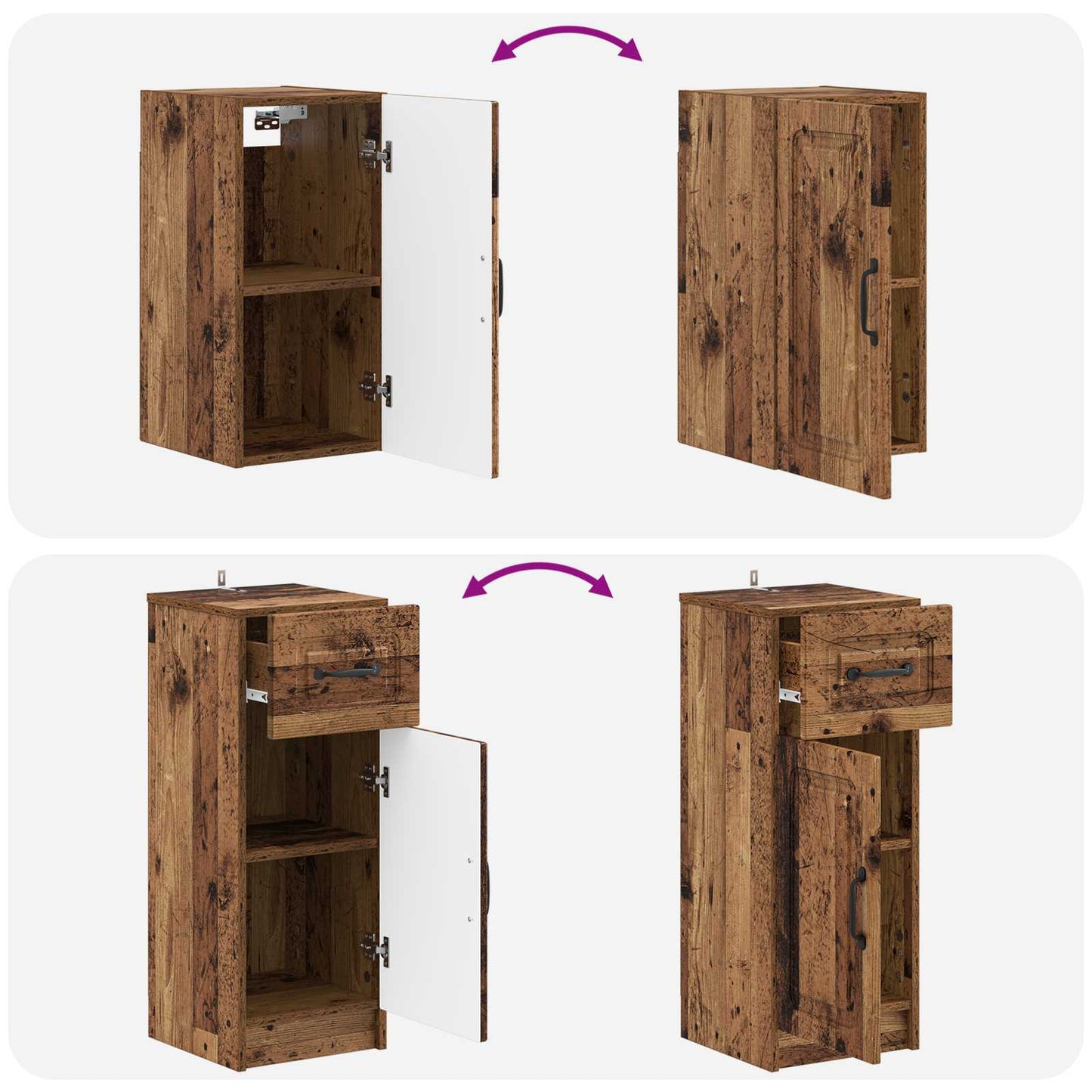 vidaXL 3 Piece Bathroom Cabinet Set UTRECHT Old Wood Engineered Wood