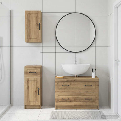 vidaXL 3 Piece Bathroom Cabinet Set UTRECHT Artisan Oak