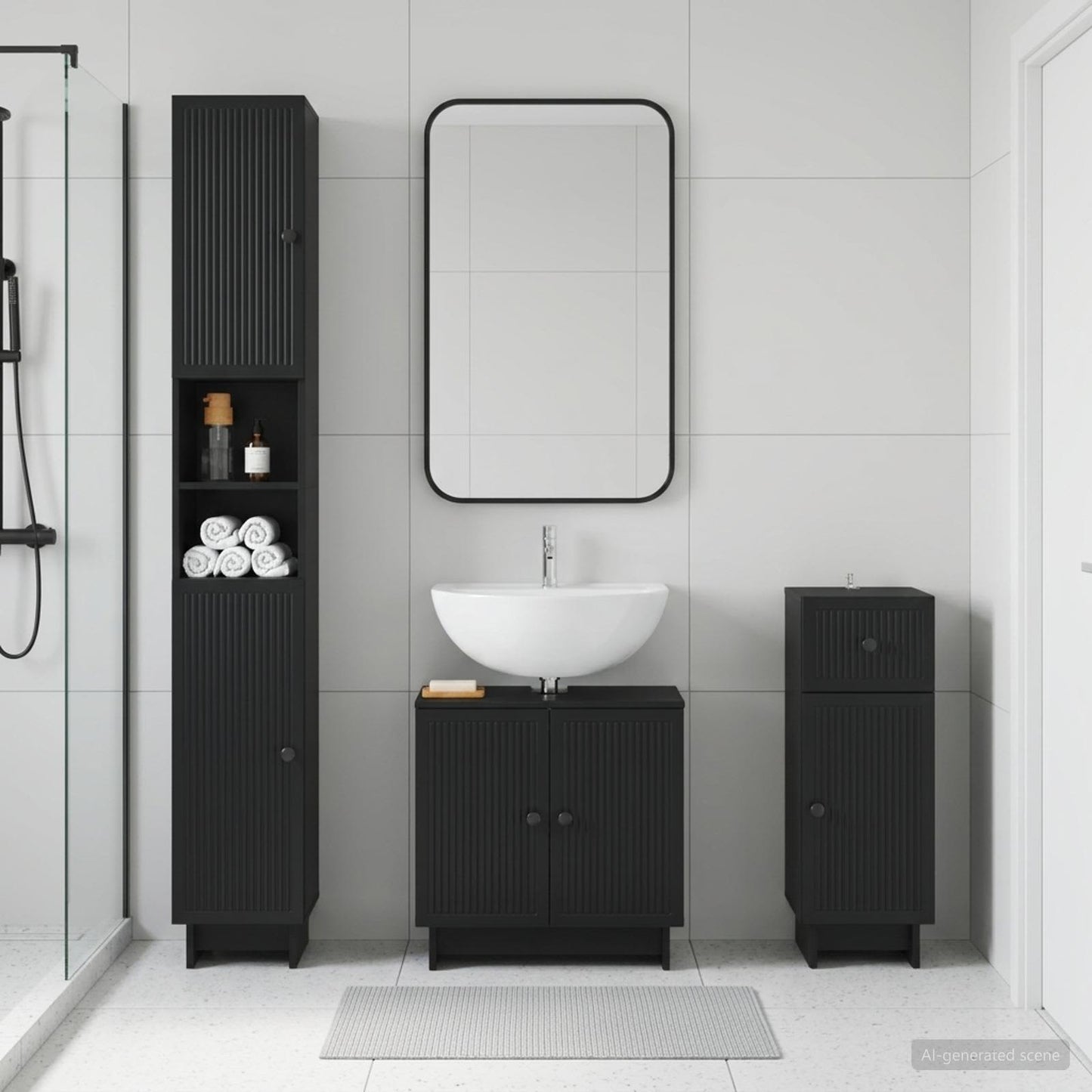 vidaXL 3 Piece Bathroom Cabinet Set EDE Engineered Wood