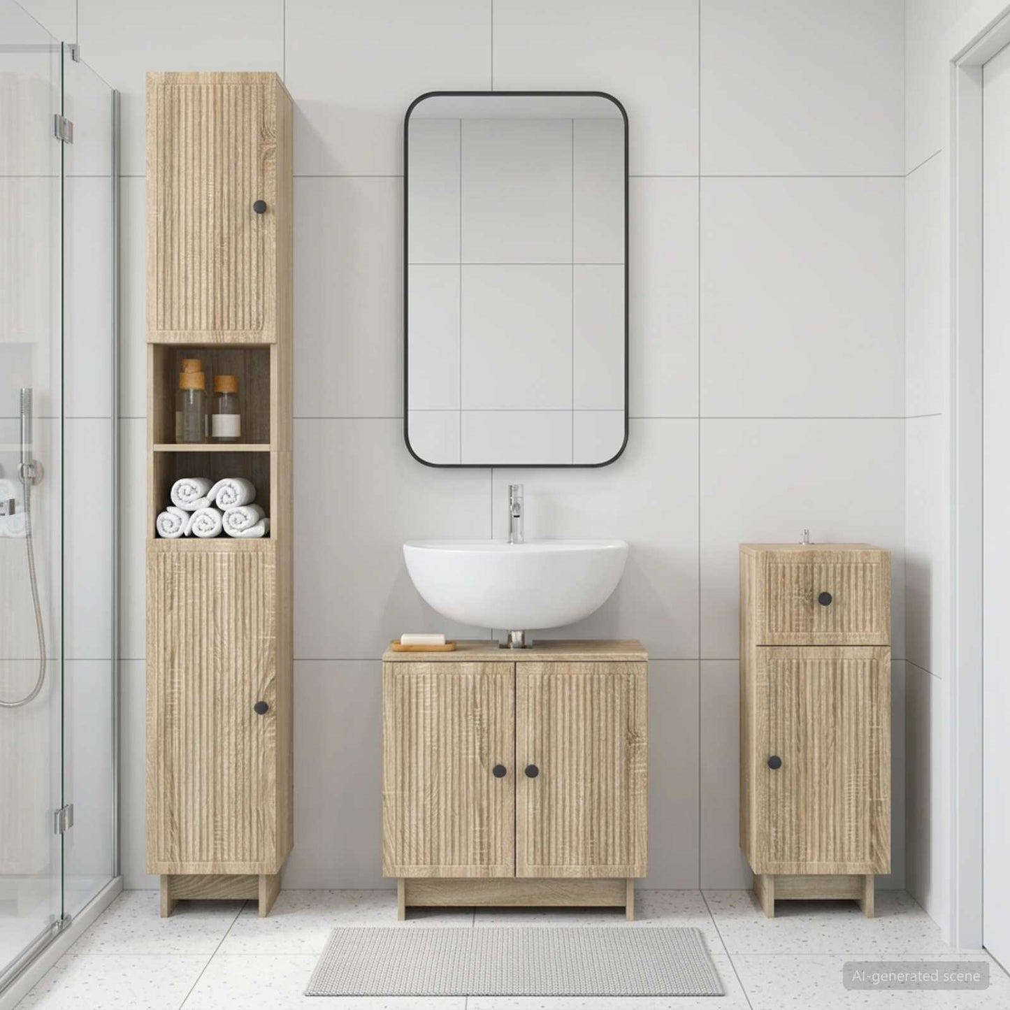 vidaXL 3 Piece Bathroom Cabinet Set EDE Engineered Wood