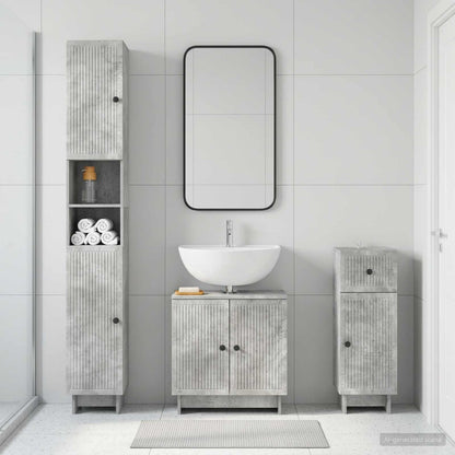 vidaXL 3 Piece Bathroom Cabinet Set EDE Engineered Wood
