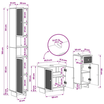 vidaXL 3 Piece Bathroom Cabinet Set EDE Engineered Wood
