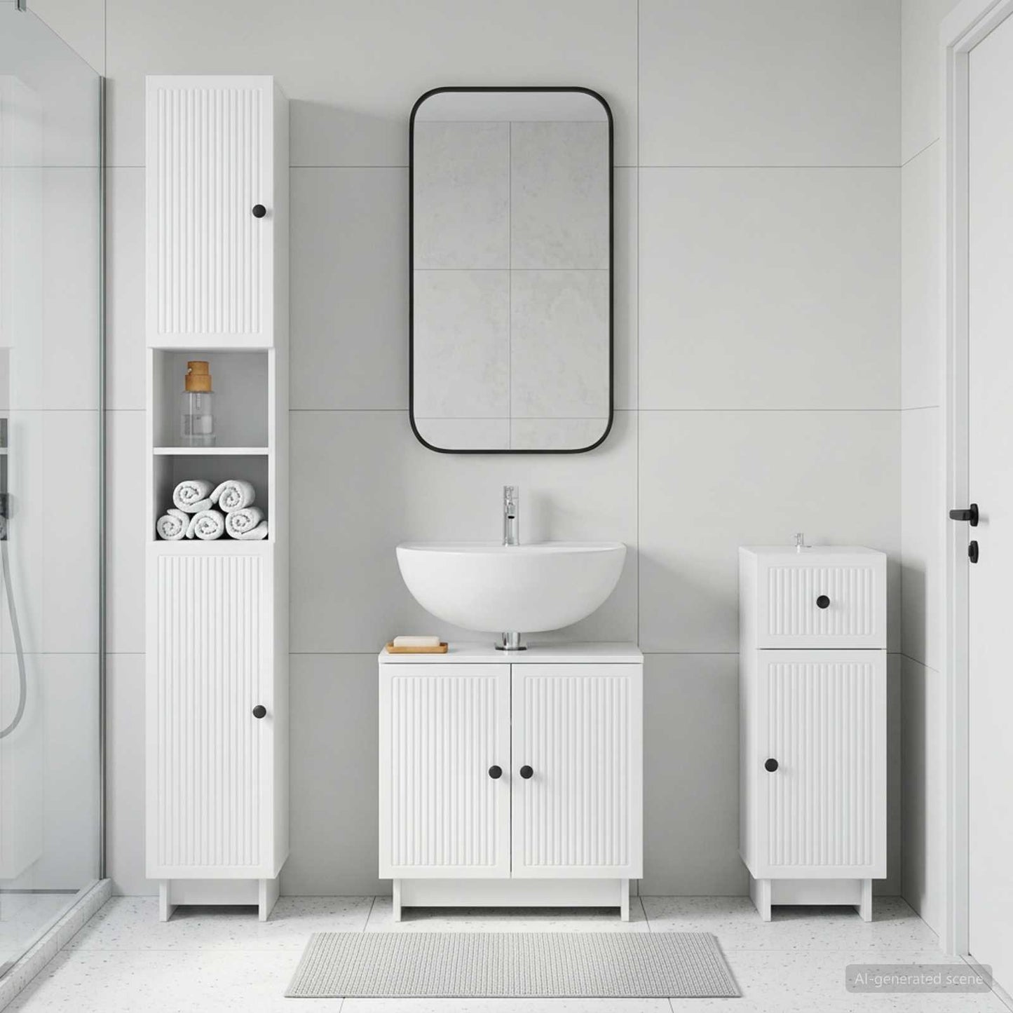 vidaXL 3 Piece Bathroom Cabinet Set EDE Engineered Wood