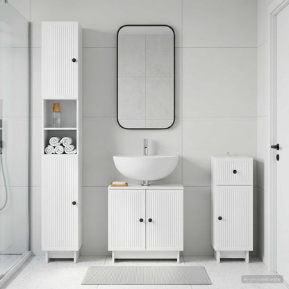 vidaXL 3 Piece Bathroom Cabinet Set EDE Engineered Wood