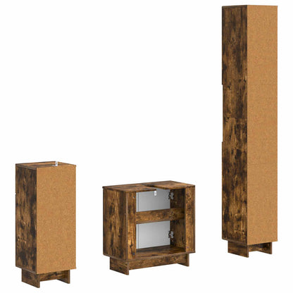 vidaXL 3 Piece Bathroom Cabinet Set EDE Smoked Oak Engineered Wood