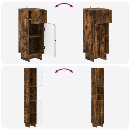 vidaXL 3 Piece Bathroom Cabinet Set EDE Smoked Oak Engineered Wood