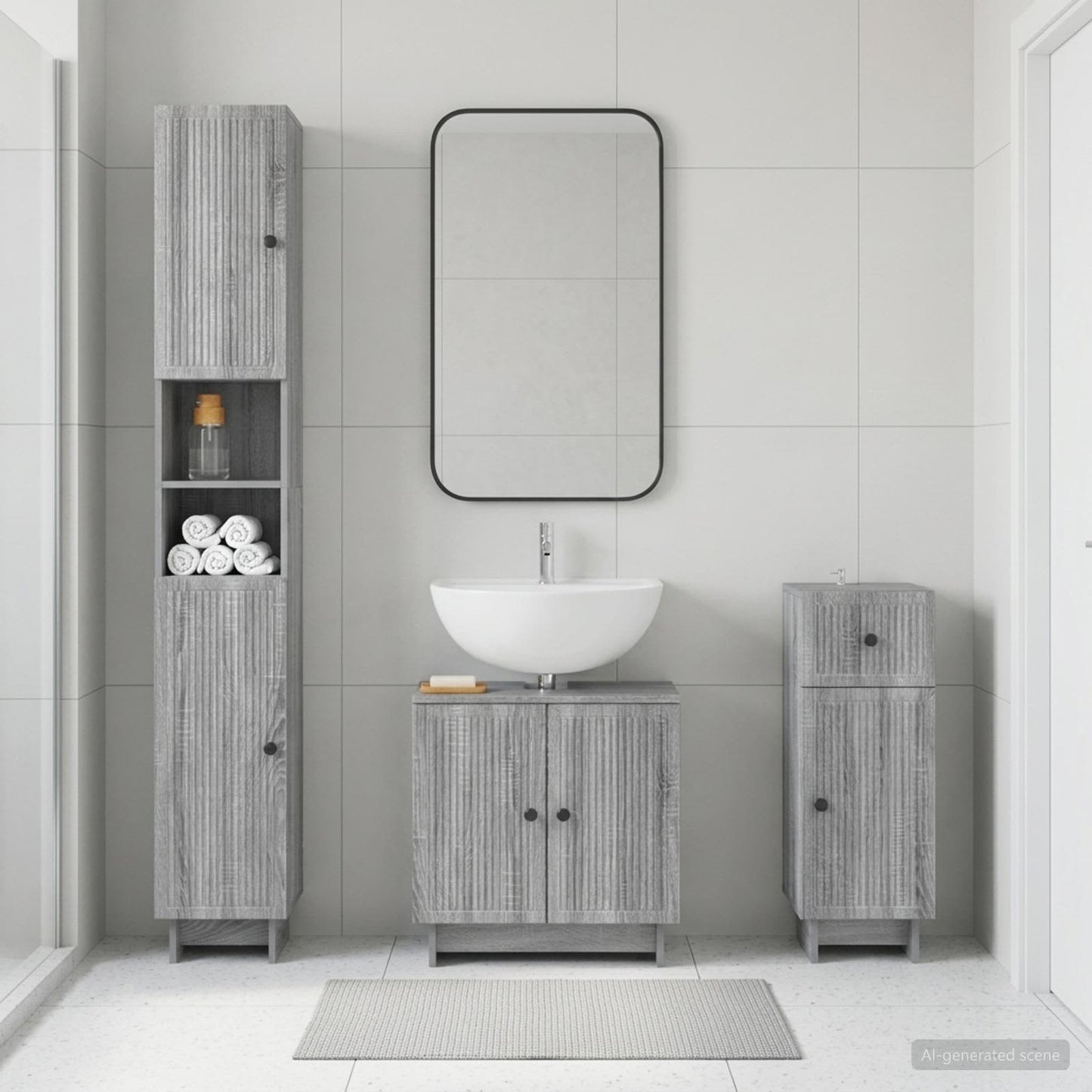 vidaXL 3 Piece Bathroom Cabinet Set EDE Engineered Wood