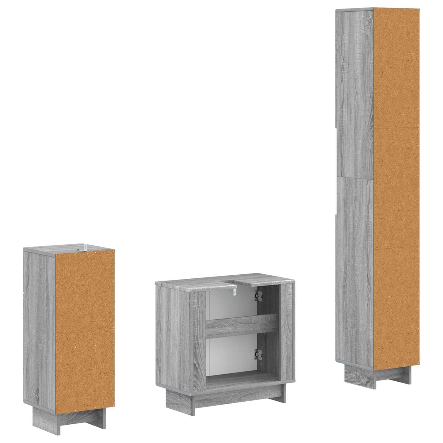 vidaXL 3 Piece Bathroom Cabinet Set EDE Engineered Wood