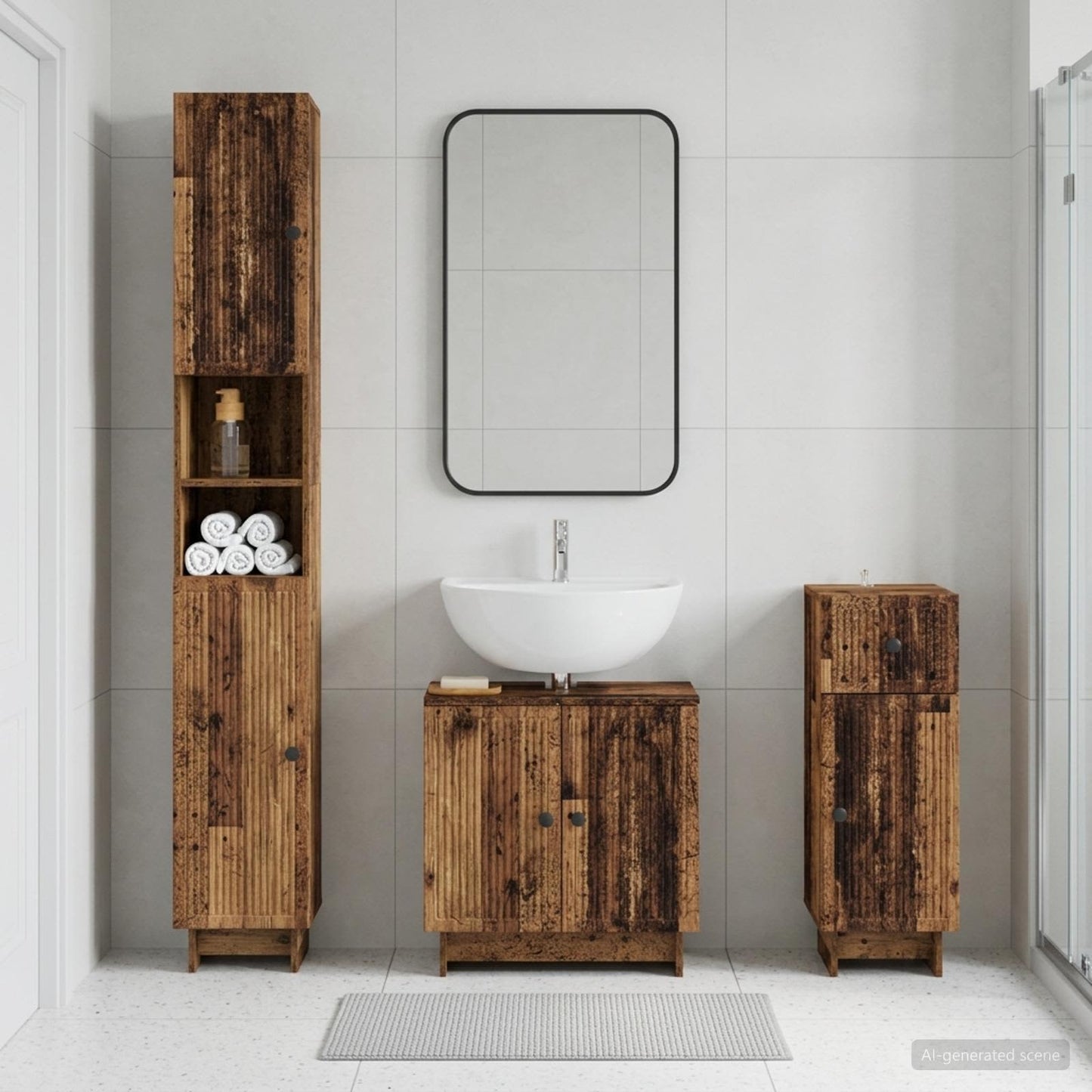 vidaXL 3 Piece Bathroom Cabinet Set EDE Engineered Wood