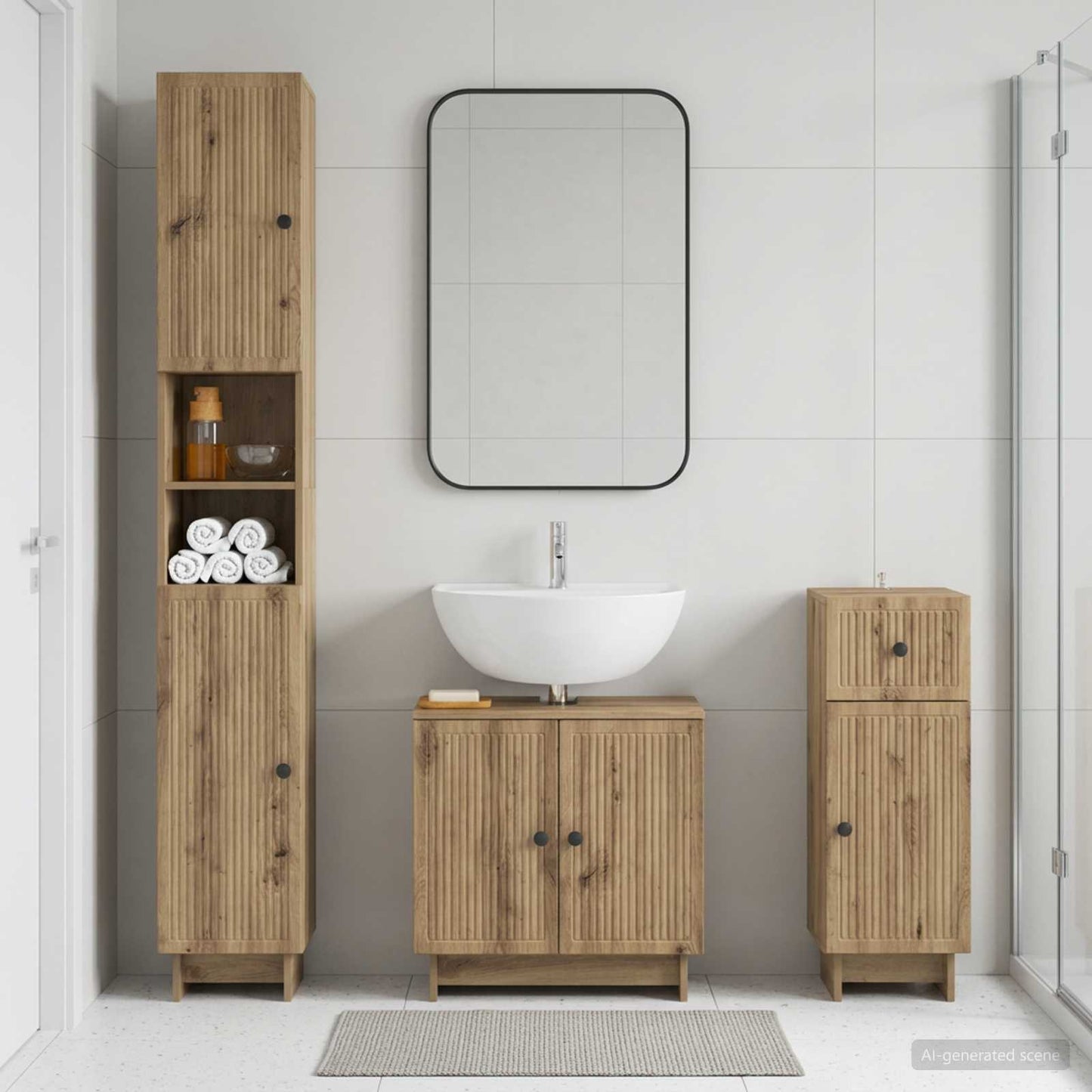 vidaXL 3 Piece Bathroom Cabinet Set EDE Engineered Wood