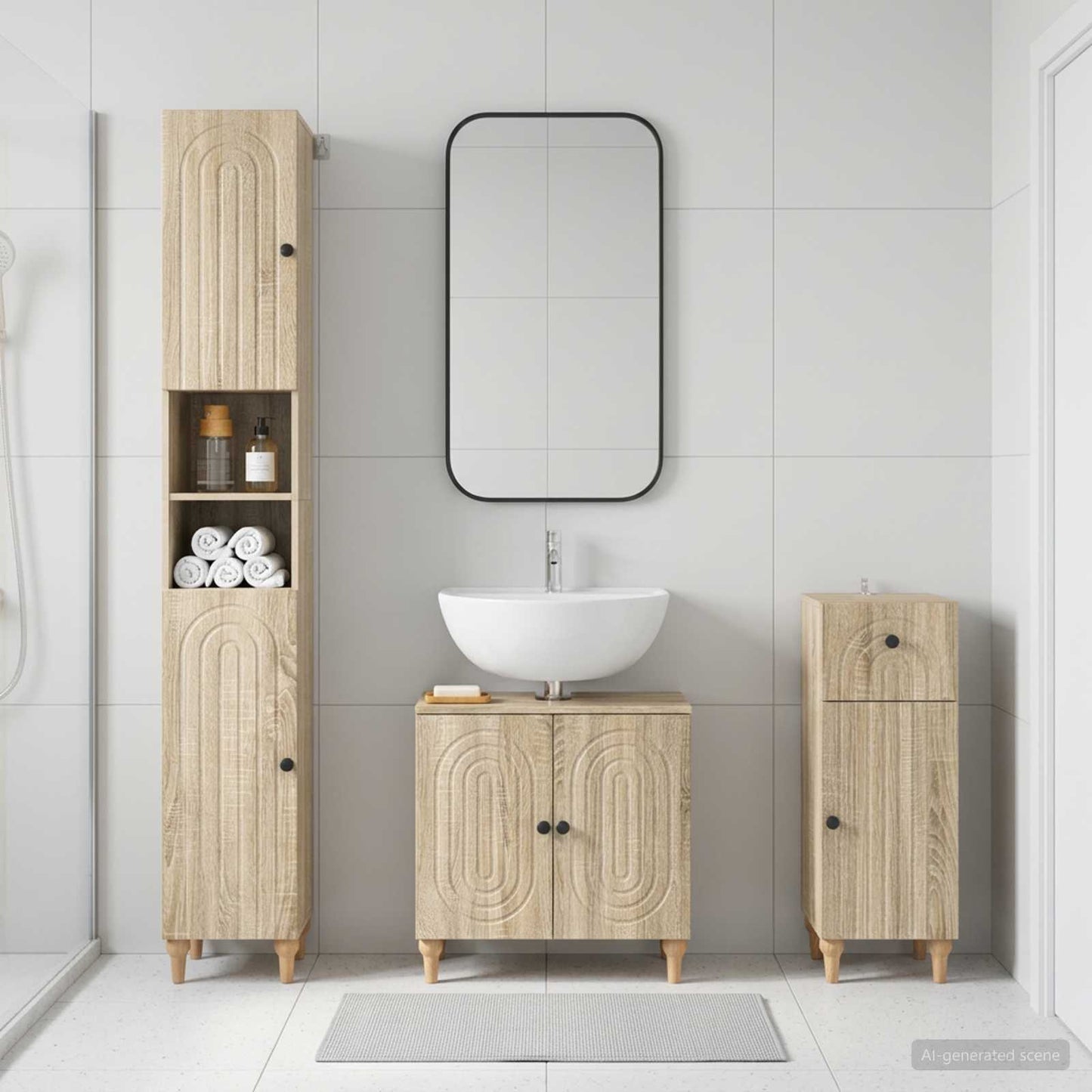 vidaXL 3 Piece Bathroom Cabinet Set ALKMAAR Engineered Wood